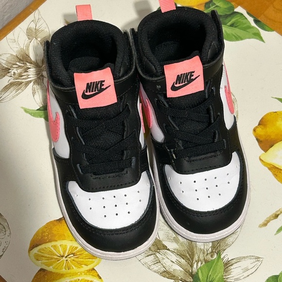 Nike Court Borough Mid 2 Black and Pink Sneakers - Picture 3 of 9